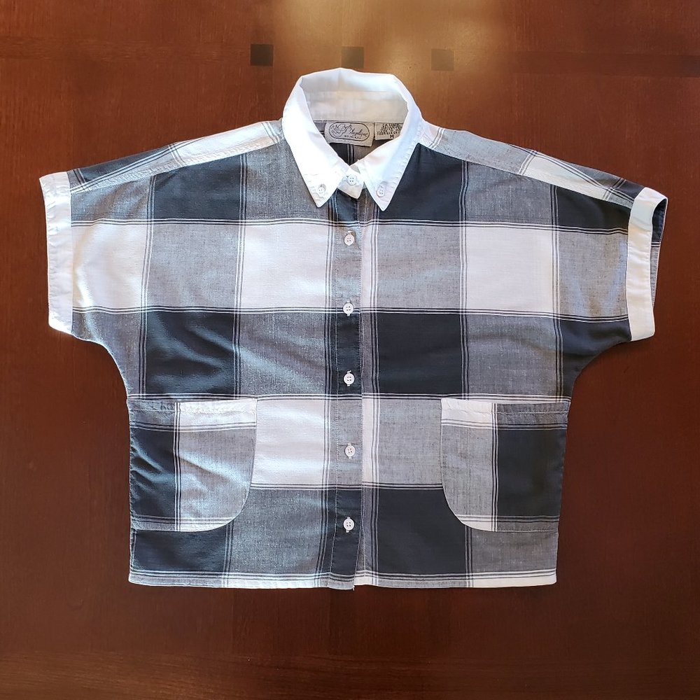 Black/White Plaid Cotton Crop Top